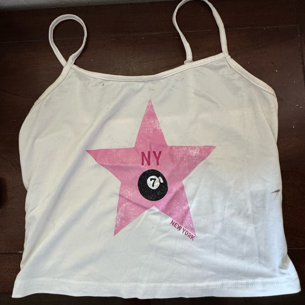 Women's White and Pink Star Tank Top
